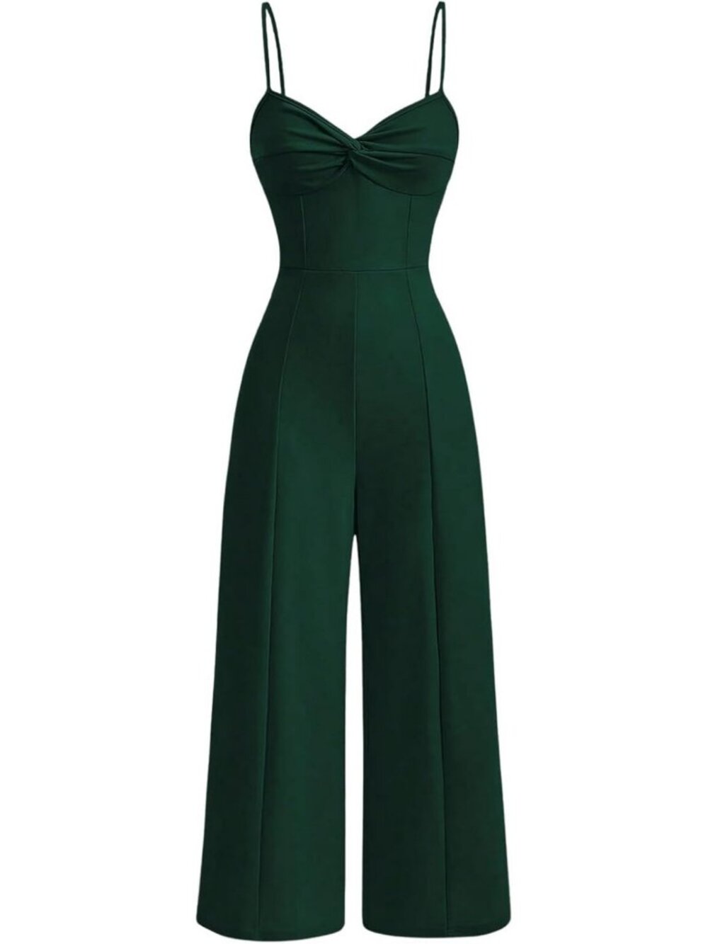 Chic Twist Front V Neck Spaghetti Strap Wide Leg Cami Jumpsuit for Women